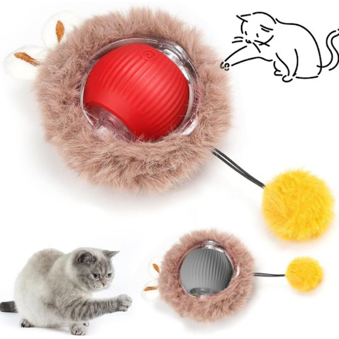 Periboia Tüylü Şarjlı Kedi Oyuncağı 