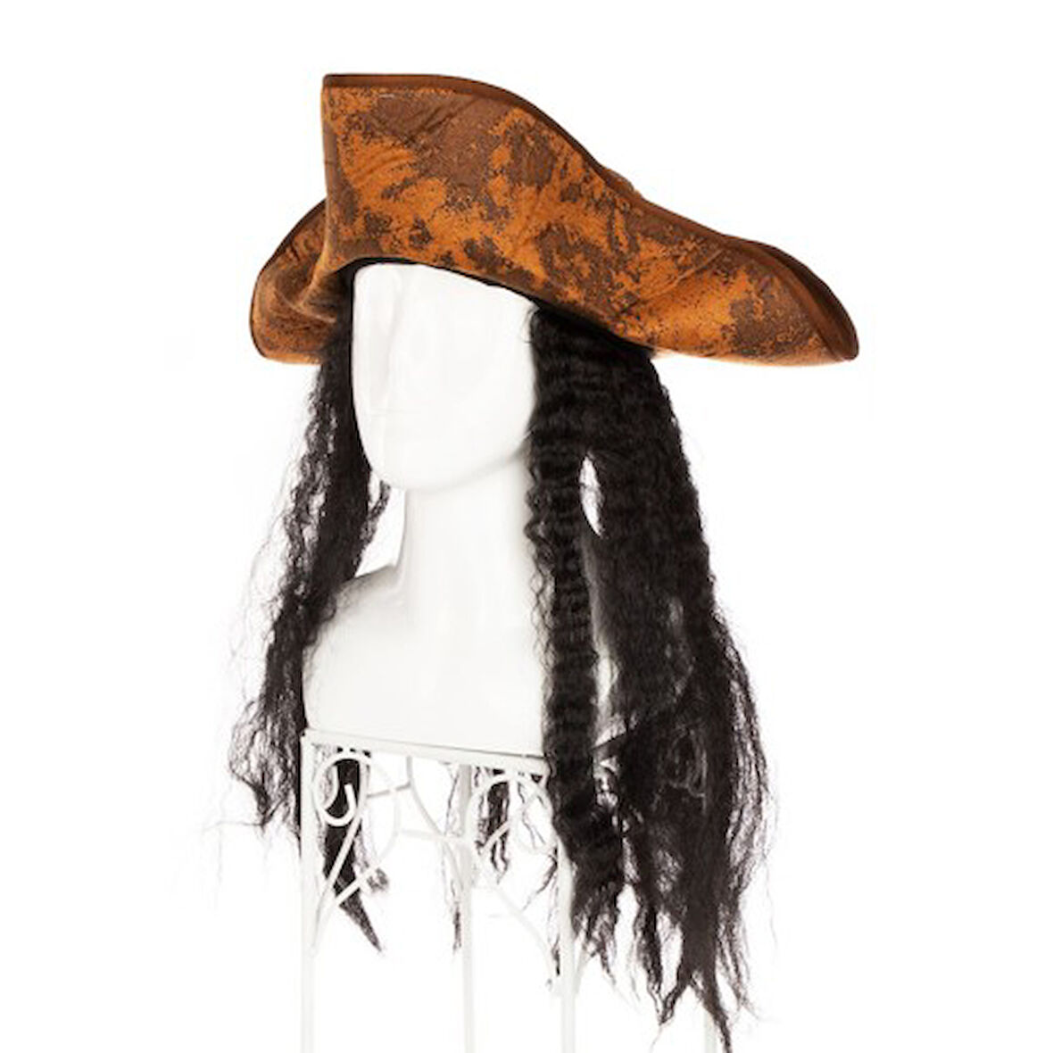 Periboia Siyah Saçlı Kaptan Korsan Şapkası