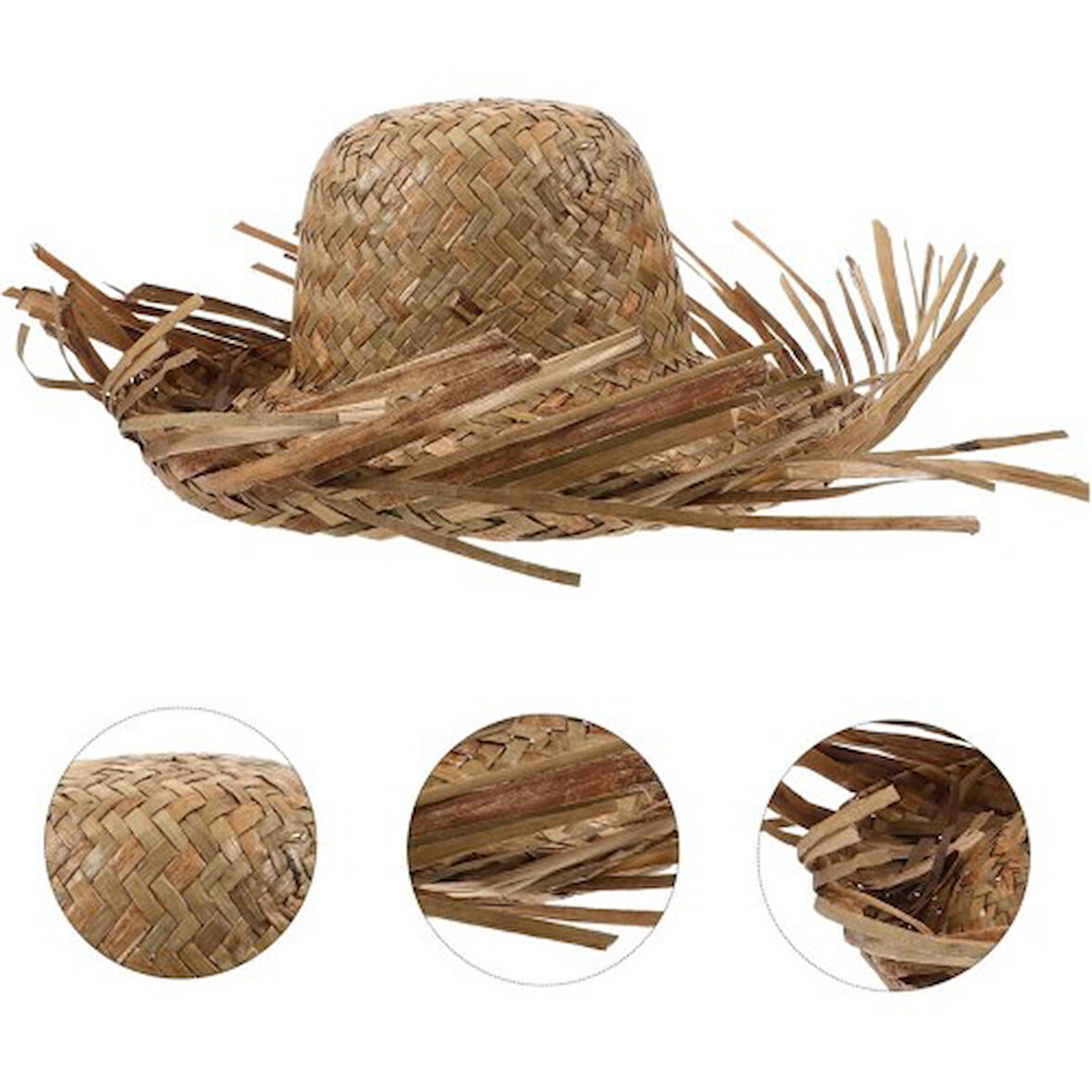 Periboia Tropikal Parti Natural Hasır Şapka