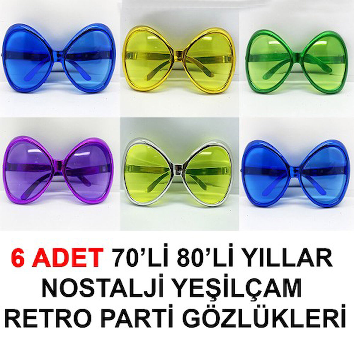 Periboia Yeşilçam Retro Parti Gözlükleri 6 Adet