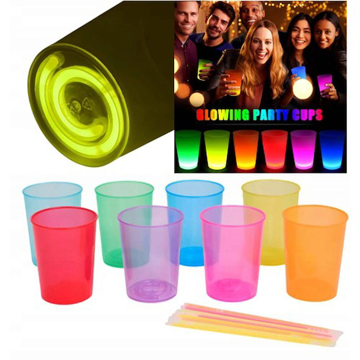 Periboia Karanlıkta Yanan Mega Glow Bardaklar 8 Adet
