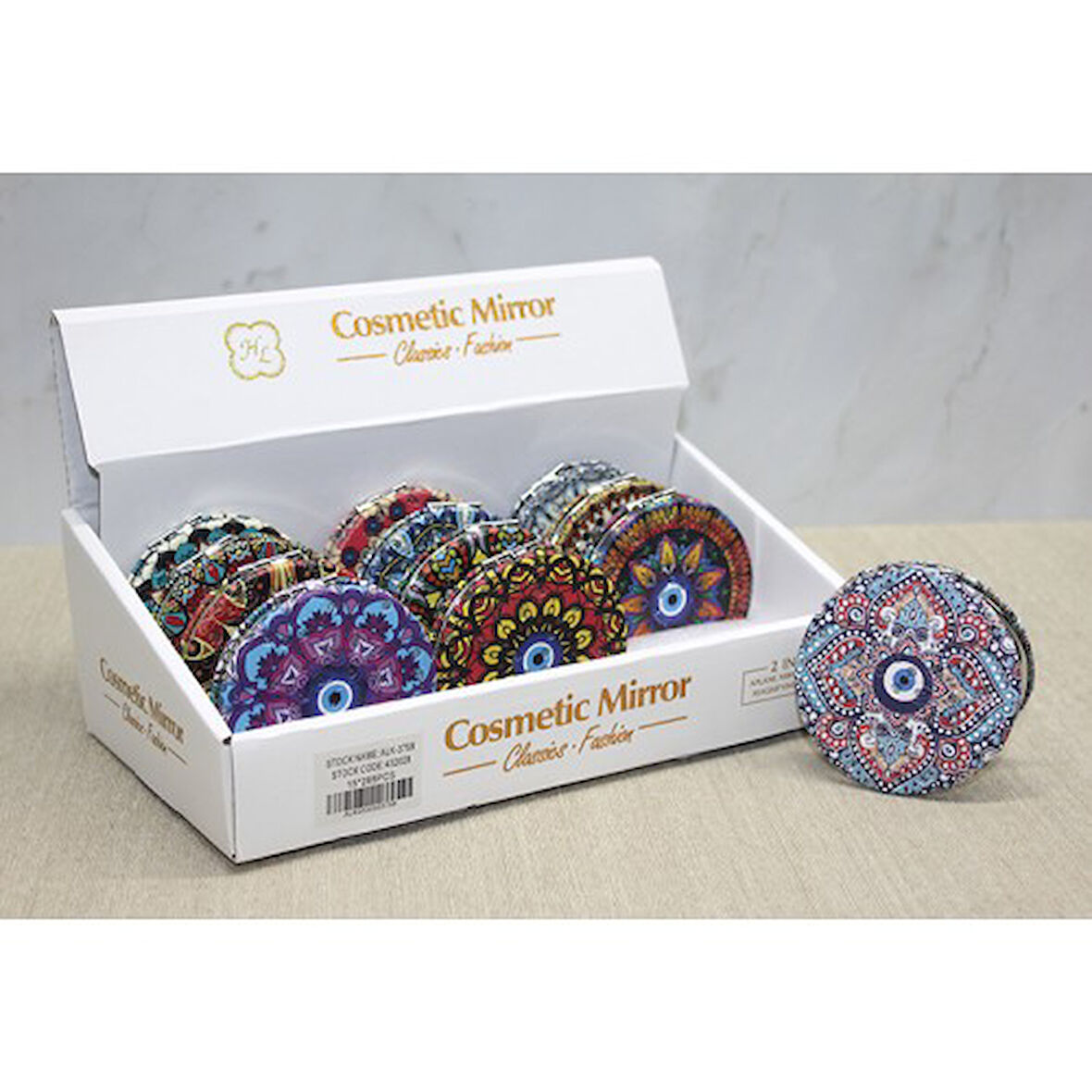 Periboia Taşlı El Aynası Yuvarlak İnce Model 5 