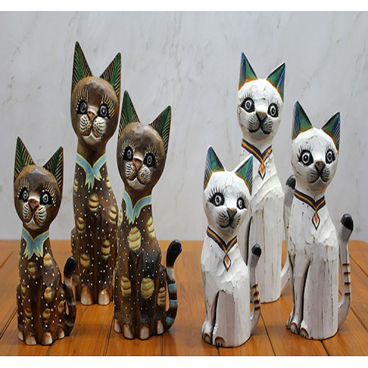 Periboia Ahşap 3'lü Kedi Seti 50 Cm Model 3