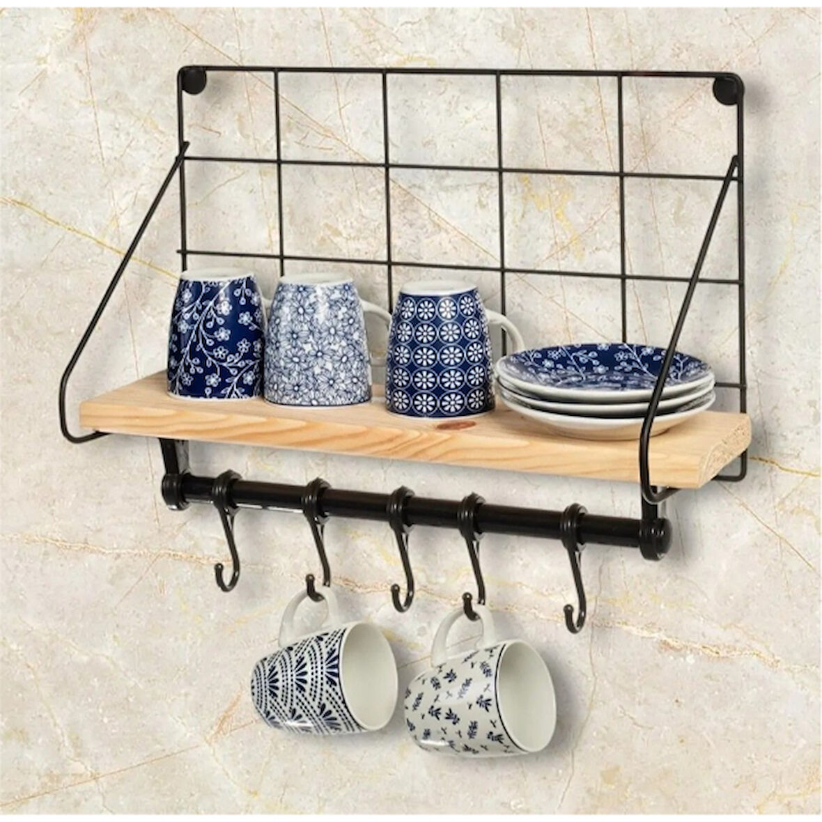 Periboia Metal Askılıklı Kahve Köşesi Rafı 