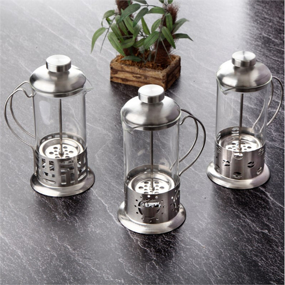 Periboia Çelik Kulplu Cam French Press - 350 ml 