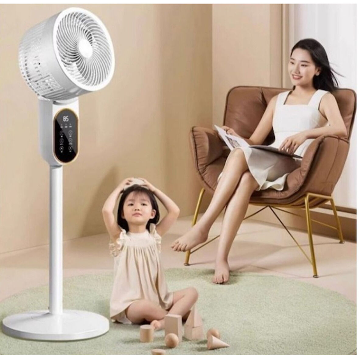 Periboia Dijital Ekranlı Uzaktan Kumandalı Ayaklı Vantilatör