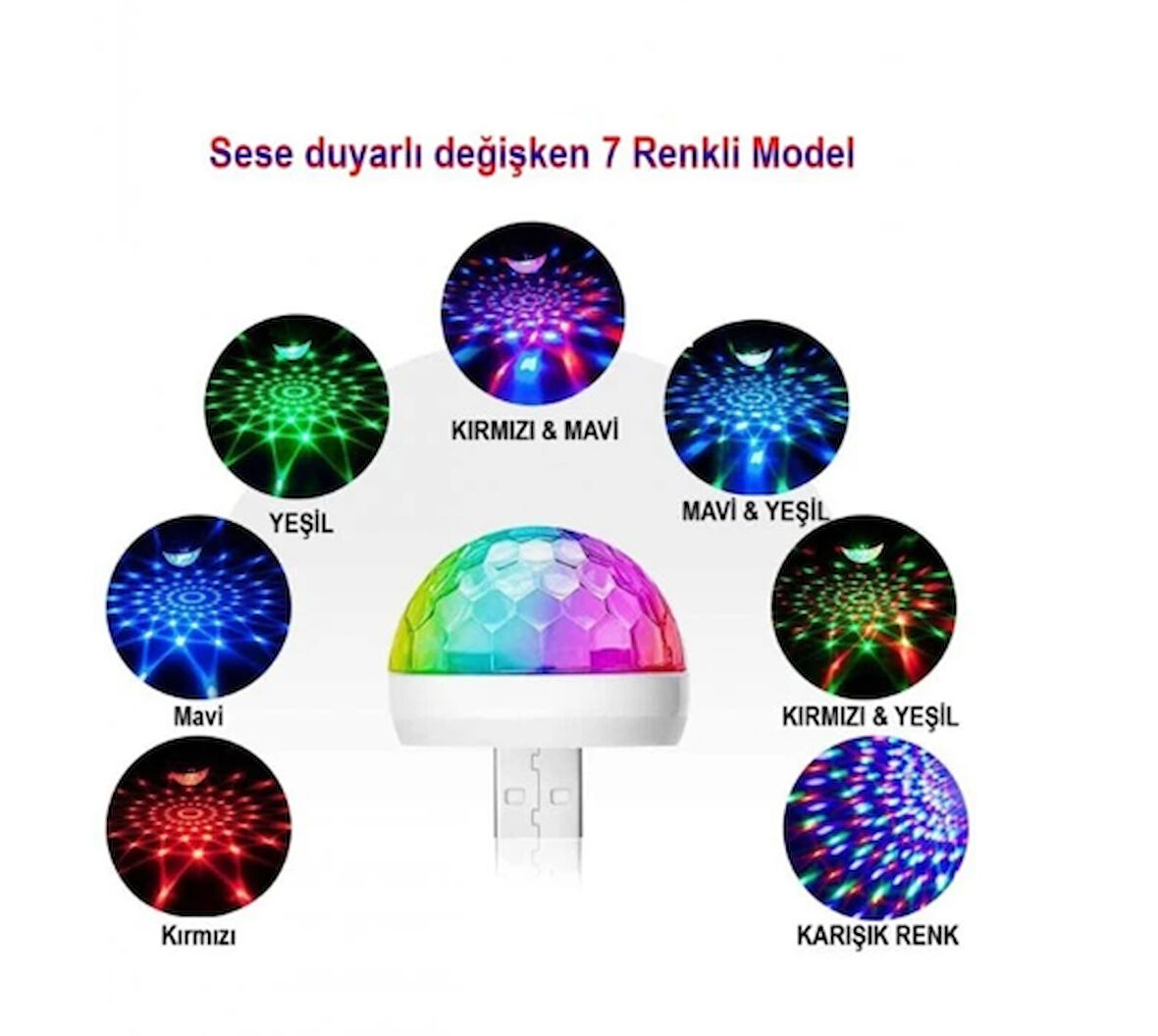 Periboia Usb Girişli Sese Duyarlı Disko Topu