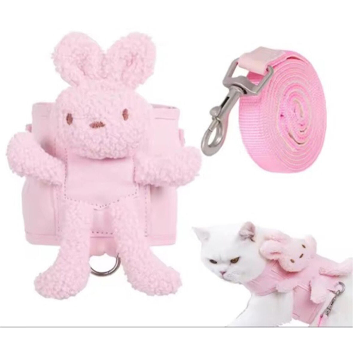 Periboia Evcil Hayvan Peluş Ayıcıklı Göğüs Gezdirme Tasması Set