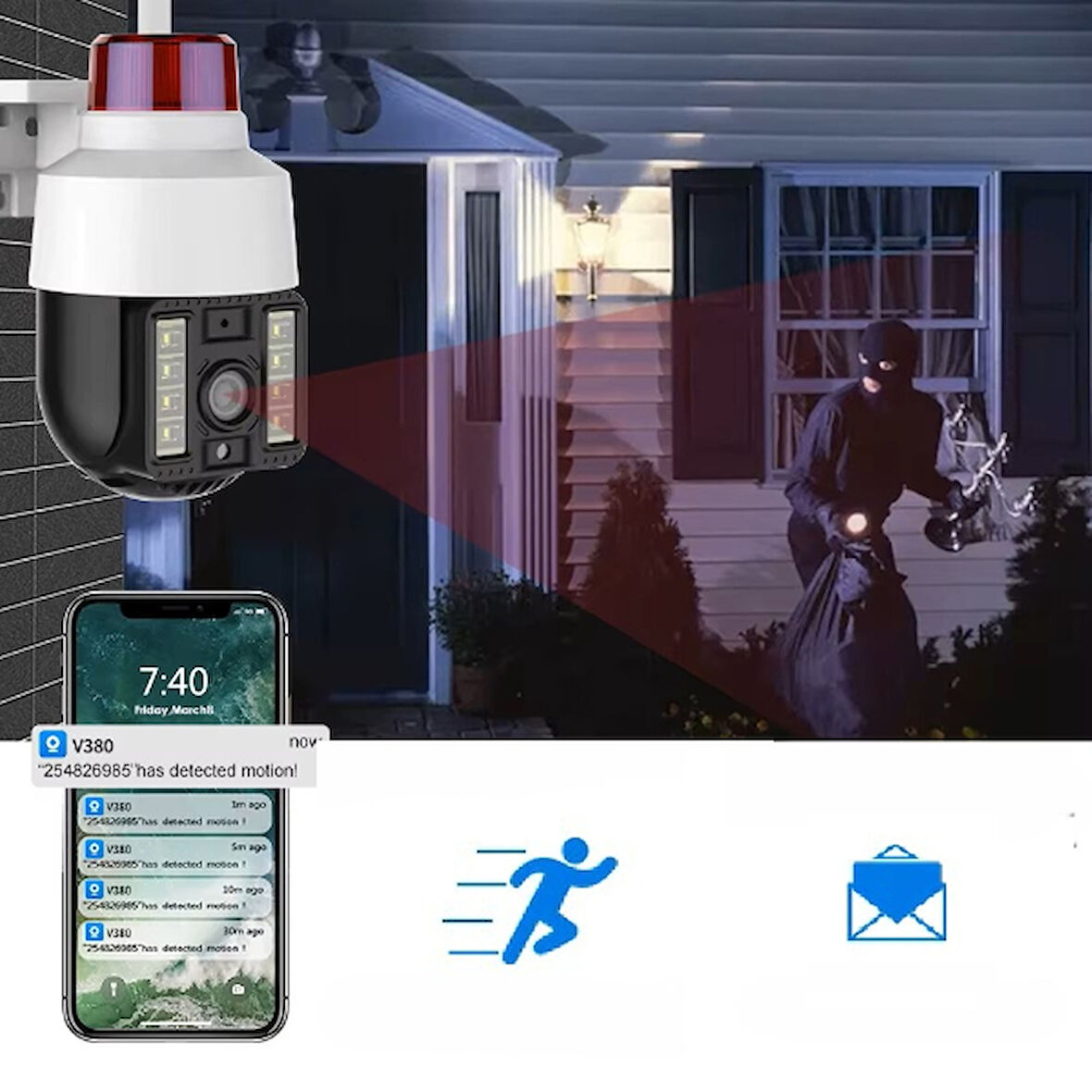 Periboia Alarmlı Dış Mekan Güvenlik Kamerası