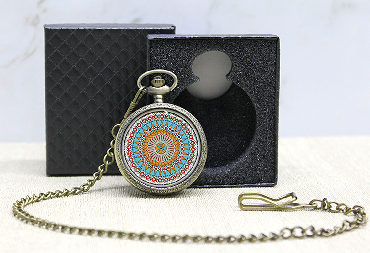 Periboia Özel Kutulu Mandala Deseni Köstekli Saat