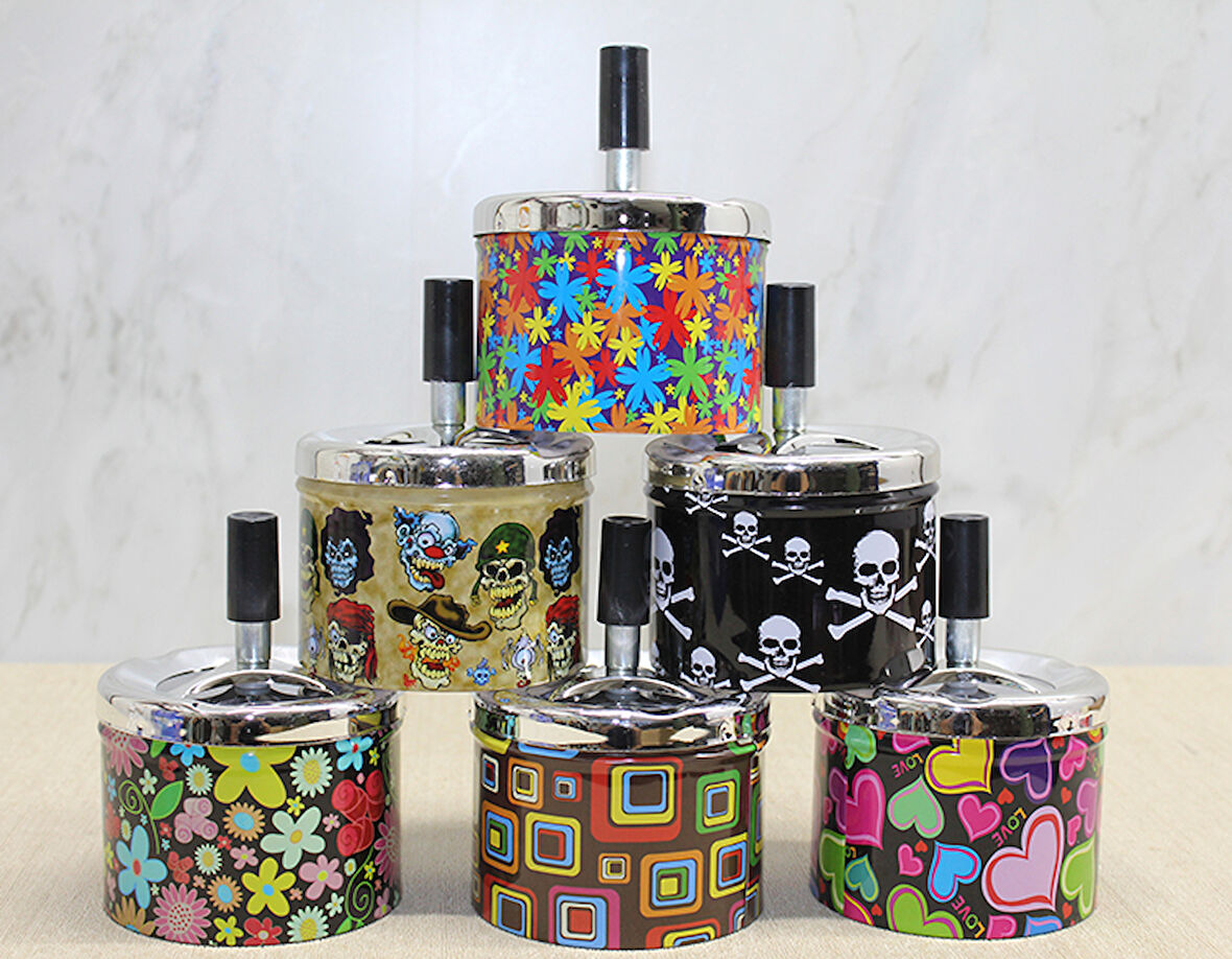 Periboia Metal Renkli Basmalı Küllük Yuvarlak