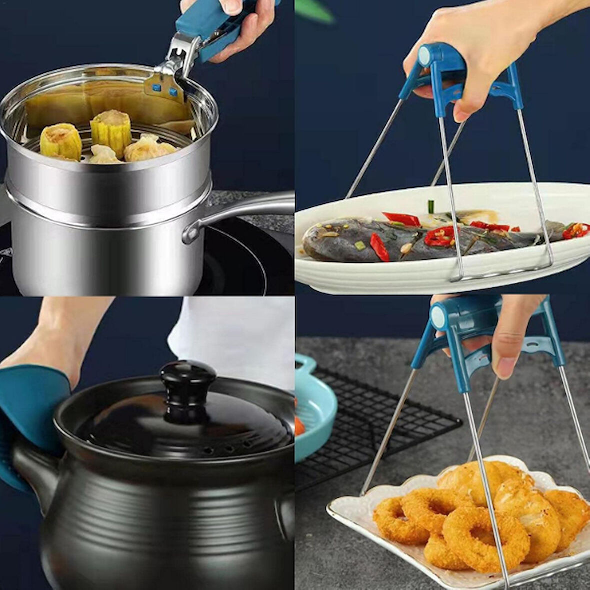 Periboia 4 Parça Yanma Önleyici Mutfak Seti - Tencere Tabak Tutucu Ve Fırın Eldiveni