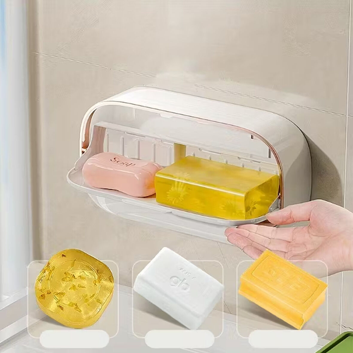 Periboia Kapaklı Ve Drenaj Bölmeli Duvara Monte Sabunluk