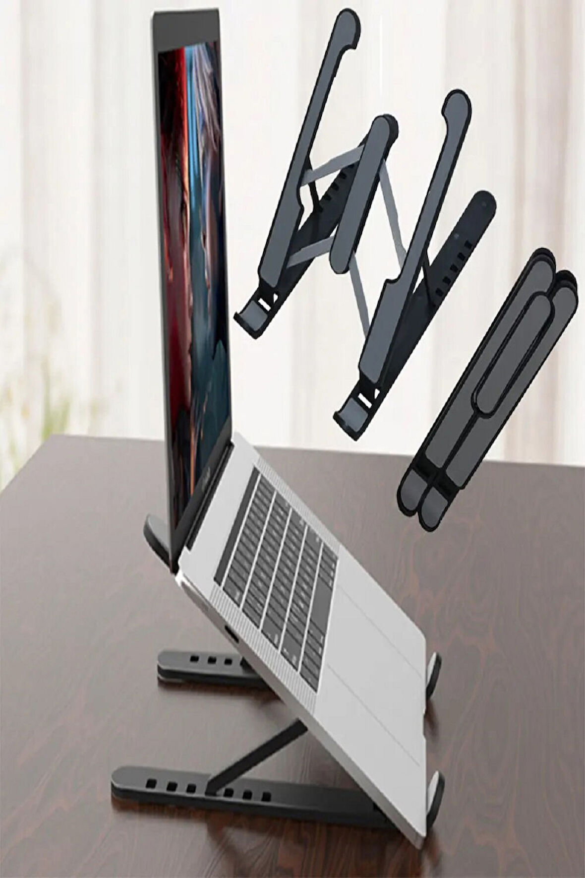 Periboia Katlanabilir Laptop Standı - Kaydırmaz Kademe Ayarlı Laptop Tablet Tutucu