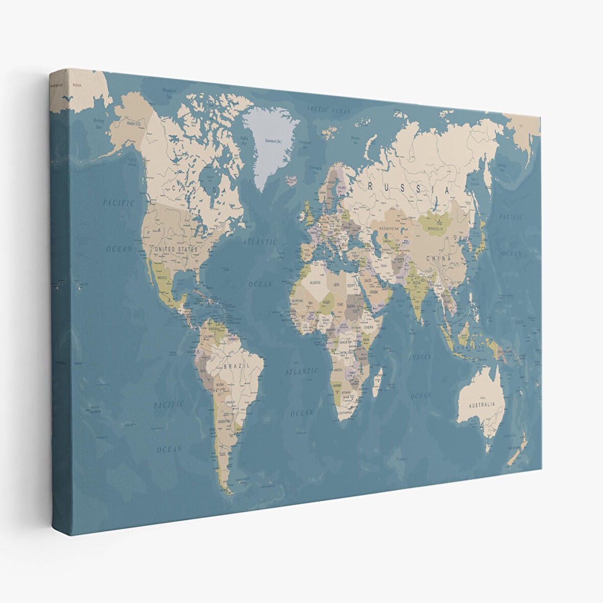 Harita Sepeti Dünya Haritası Dekoratif Kanvas Tablo 1040
