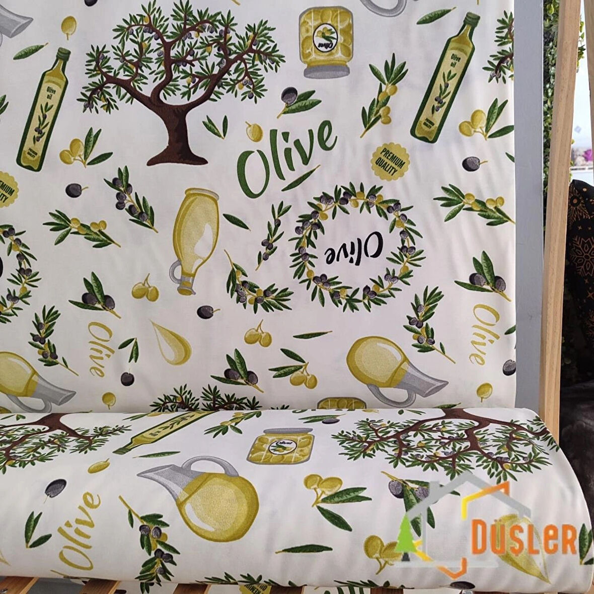 Zeytin Ağacı Desenli Su ve Leke İtici Panama Keteni Küçükçalık Premier Duck Kumaş Bezi 100x180