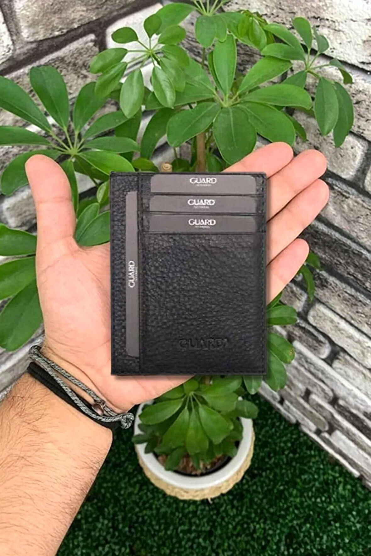 Hakiki Deri Smart Mat Siyah İnce Kartlık (T26)