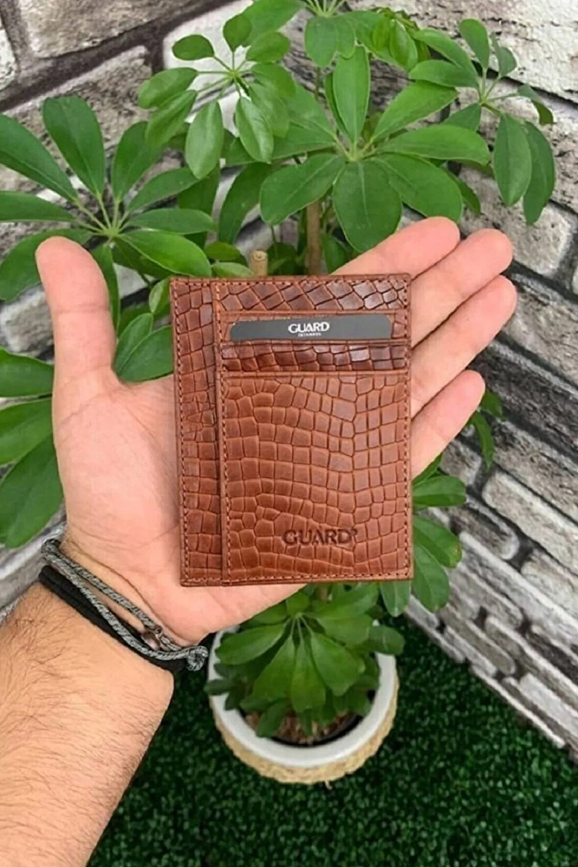 Hakiki Deri Texas Baskı Taba İnce Kartlık (T366)