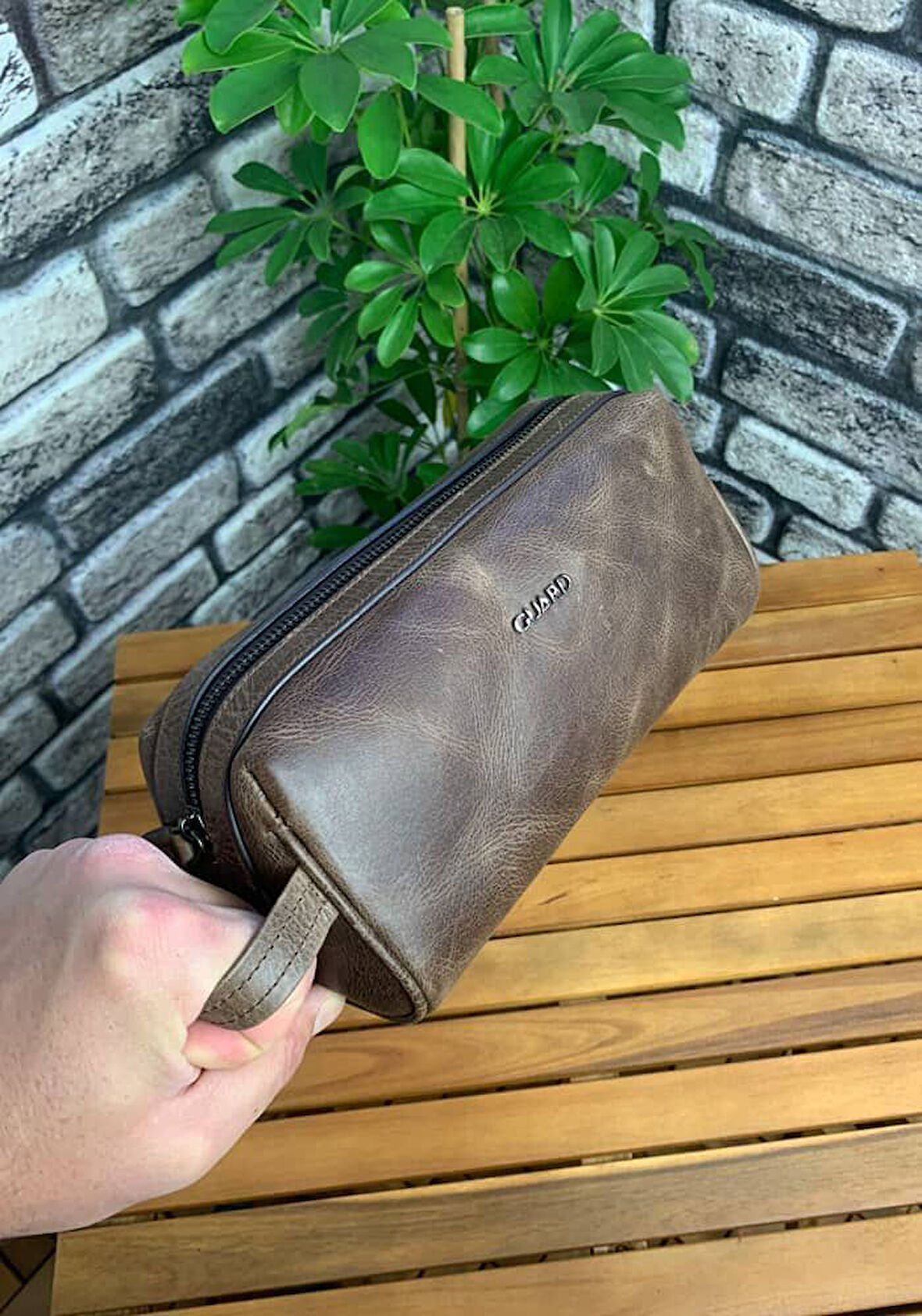 Hakiki Deri Antik Kahve Erkek El Çantası (T472)
