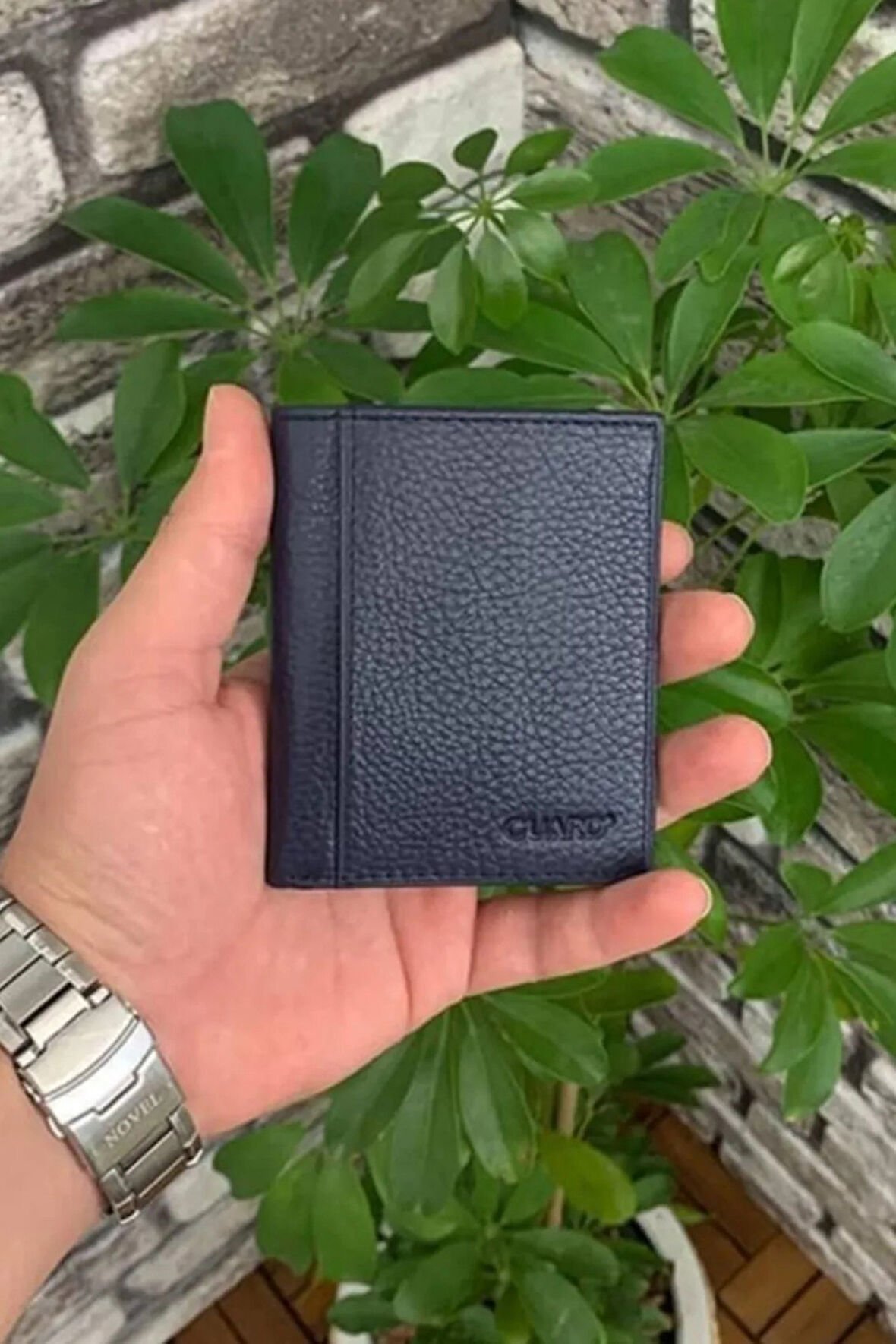 Derije Hakiki Deri Lacivert Mini Erkek Cüzdanı (T946)