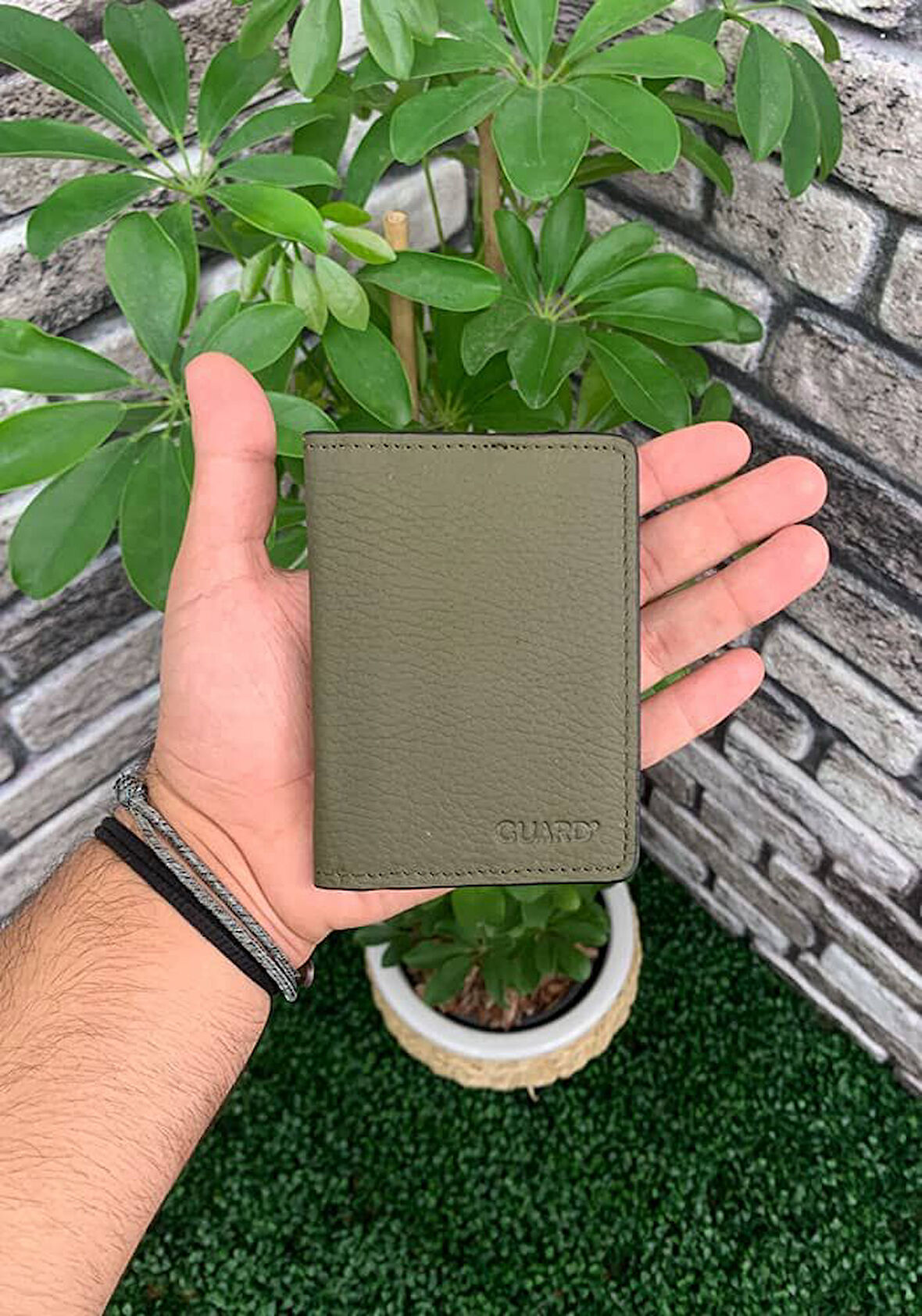 Derije Hakiki Deri Haki Yeşil Kartlık (T1071)