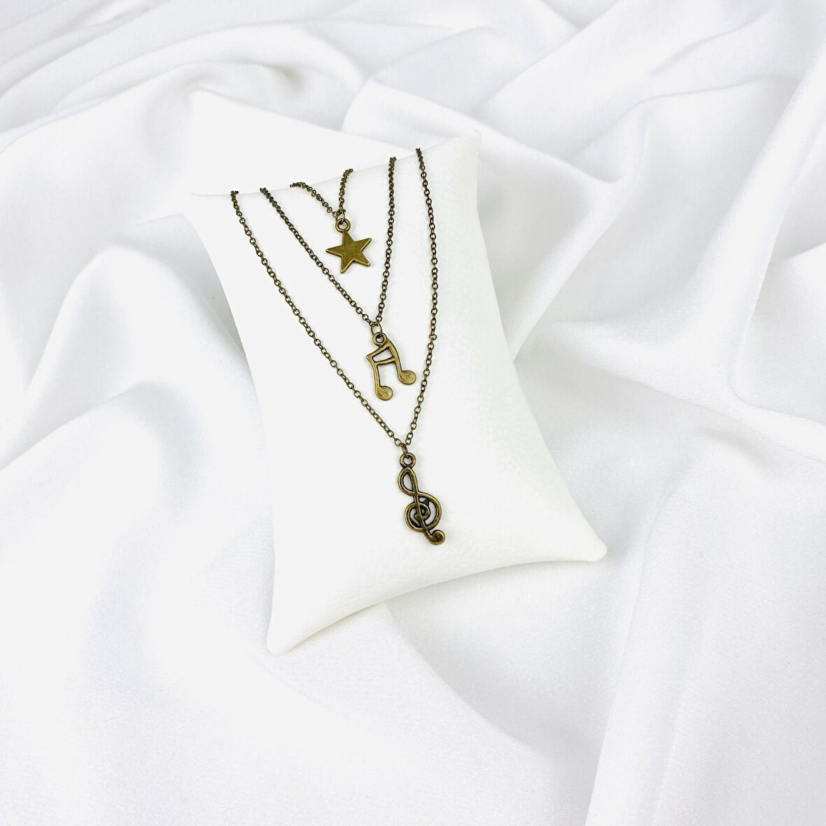 Müzik Nota  Yıldız Set 3 lü   Kolye  Aksesuar Şık Hediyelik Takı Süs