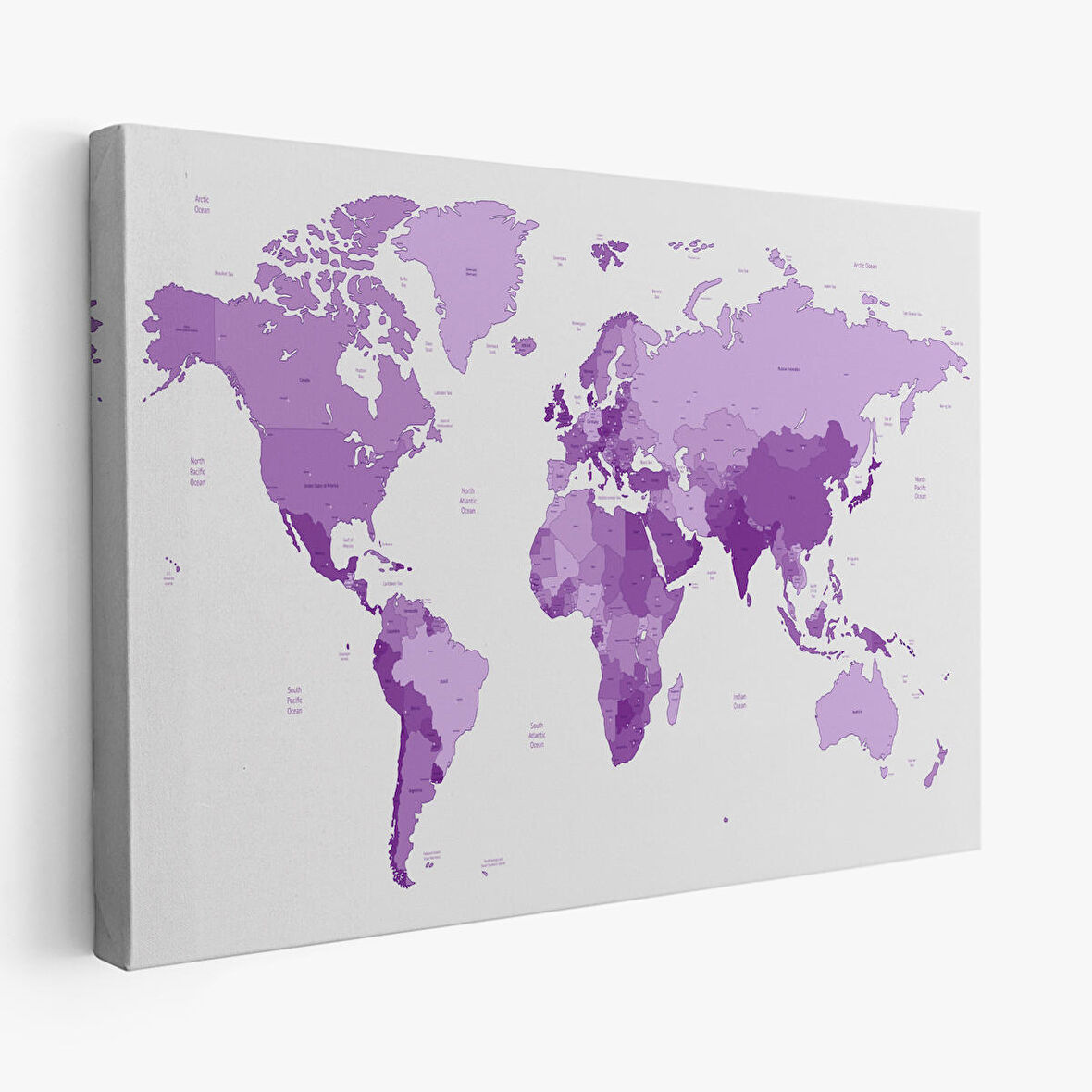 Harita Sepeti Dünya Haritası Mor Renkli Dekoratif Kanvas Tablo 1044