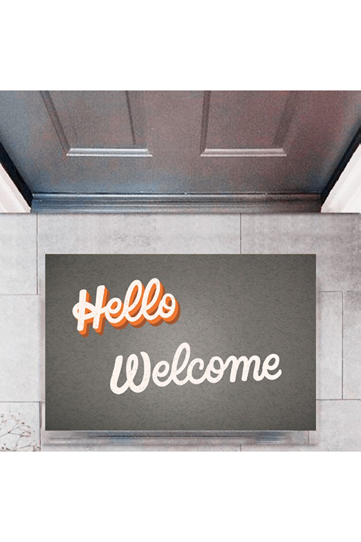 Kapı Önü Paspası Dekoratif Dijital Baskı Hello Welcome P-2326