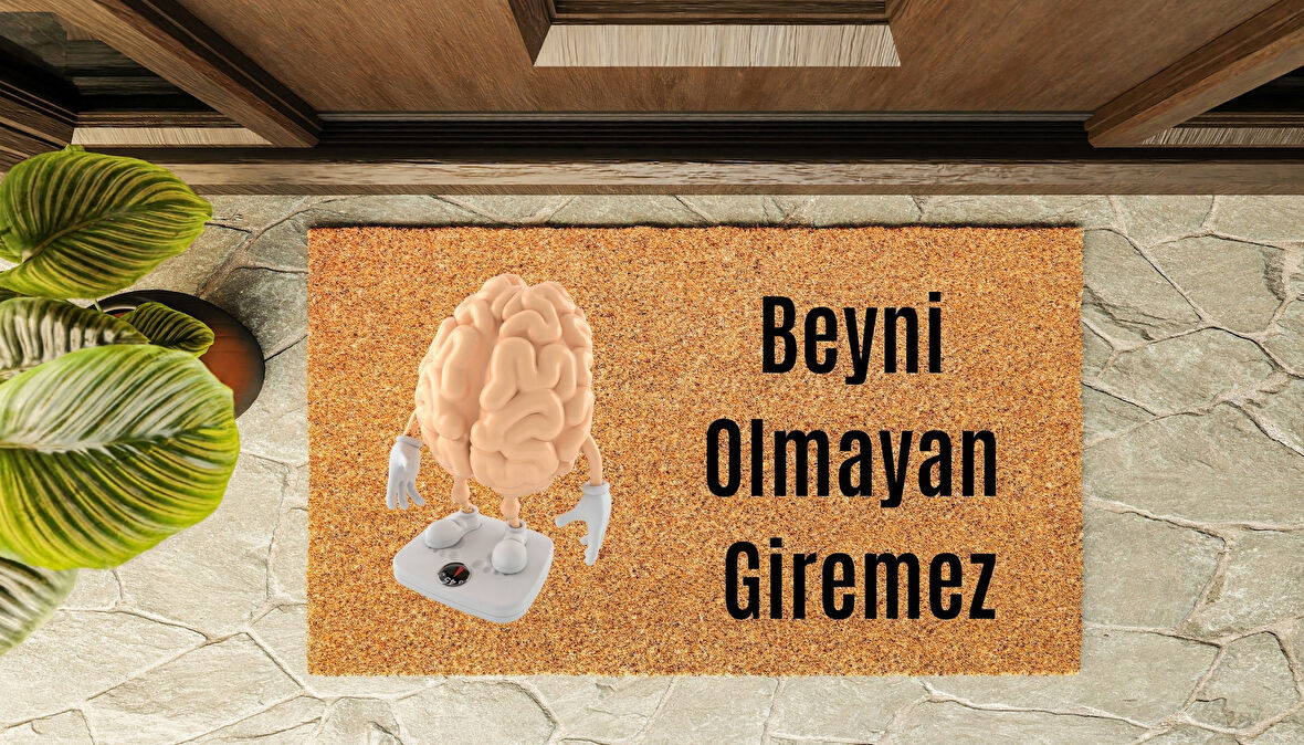 Kapı Önü Paspası Özel Tasarım Koko Model Beyni Olmayan Giremez PK-1521