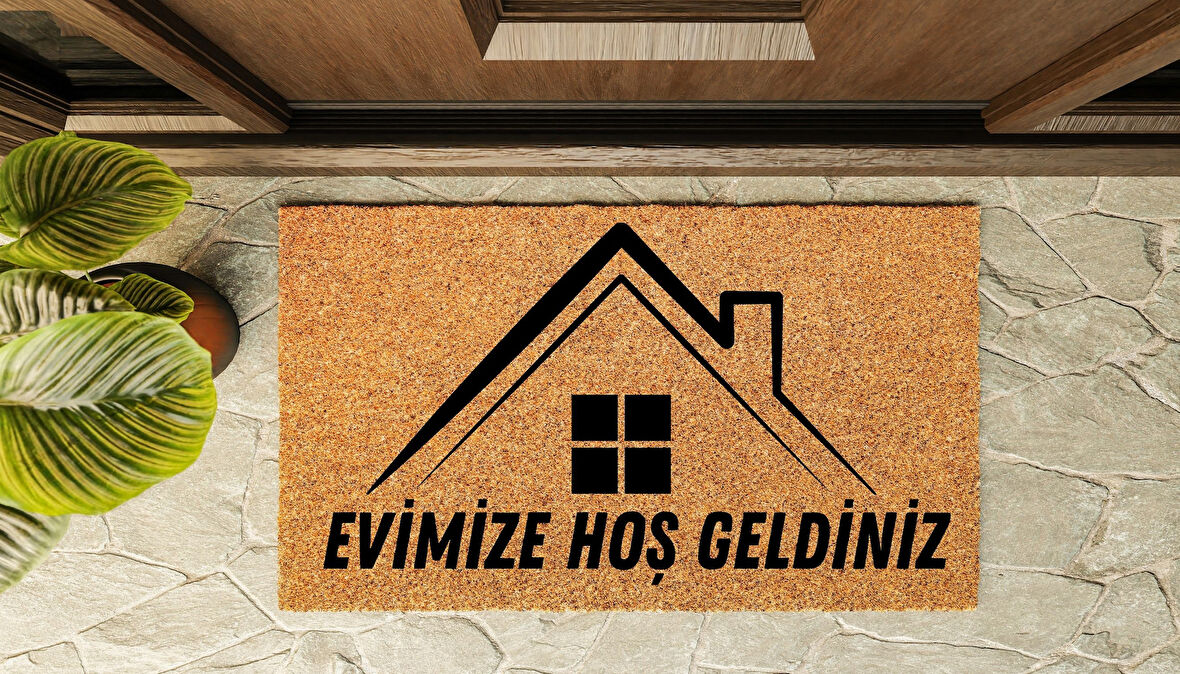 Kapı Önü Paspası Özel Tasarım Koko Model Çatı Evimize Hoşgeldiniz PK-1524