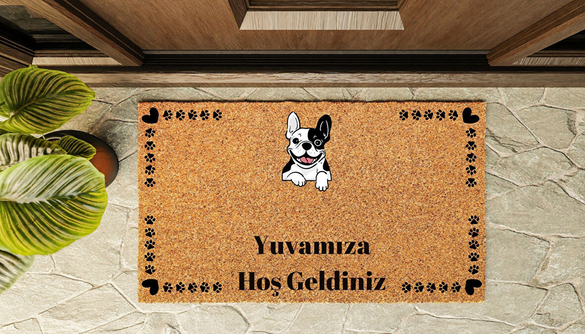 Kapı Önü Paspası Özel Tasarım Koko Model Gülen Pug PK-1578