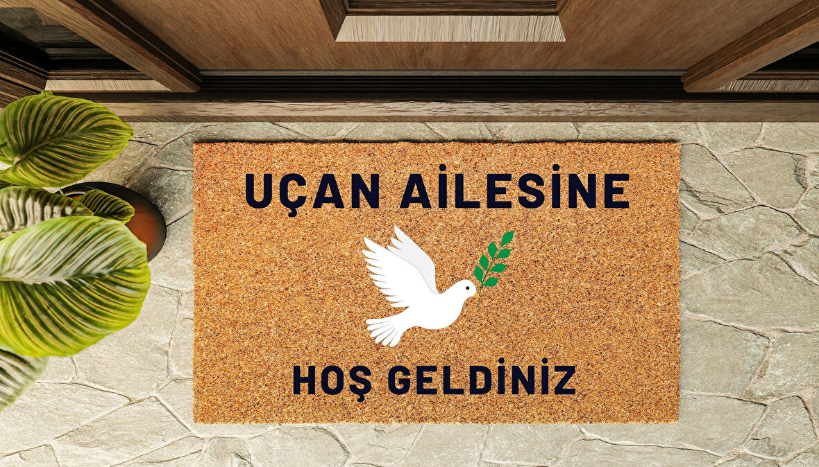 Kapı Önü Paspası Kişiye Özel Yazı Yazılır Koko Model Uçan Güvercin PK-1590