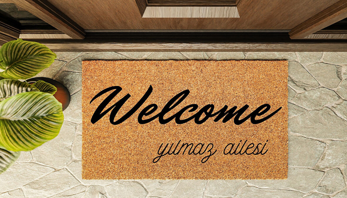 Kapı Önü Paspası Kişiye Özel Yazı Yazılır Koko Model Welcome PK-1596