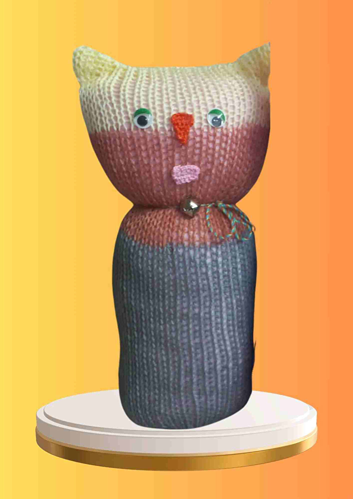 Tıkırık Örgü Yastık Uyku ve Oyun Arkadaşı Gümüş - 35 cm