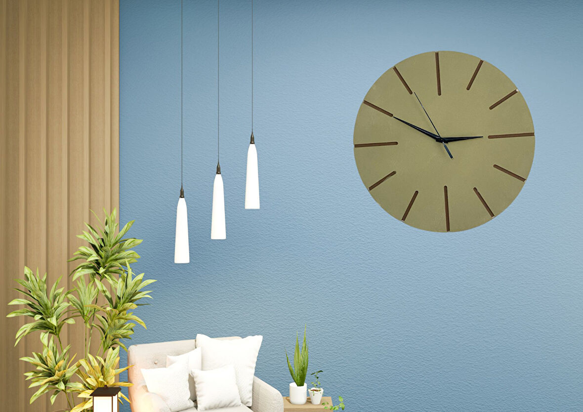 Ahşap Minimal Dekoratif Duvar Saati - 33x33 cm Açık Sarı