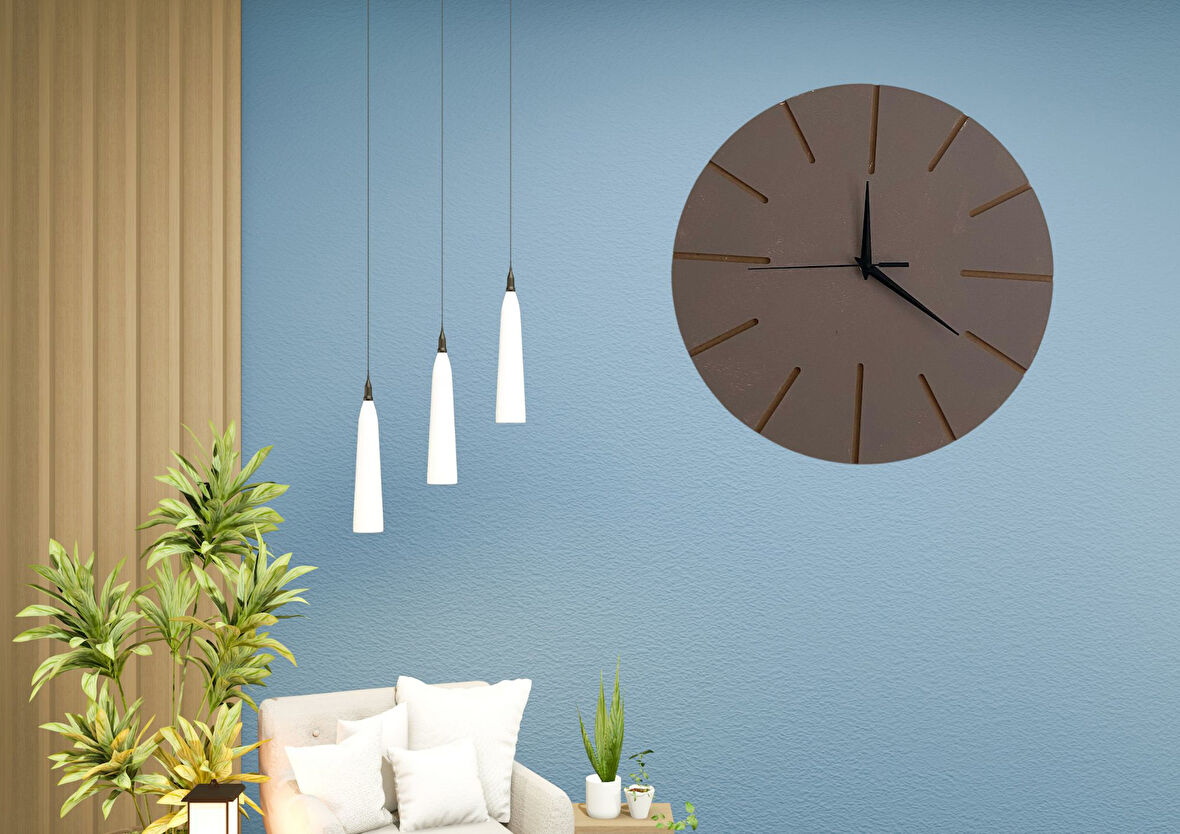 Ahşap Minimal Dekoratif Duvar Saati - 33x33 cm Vizon