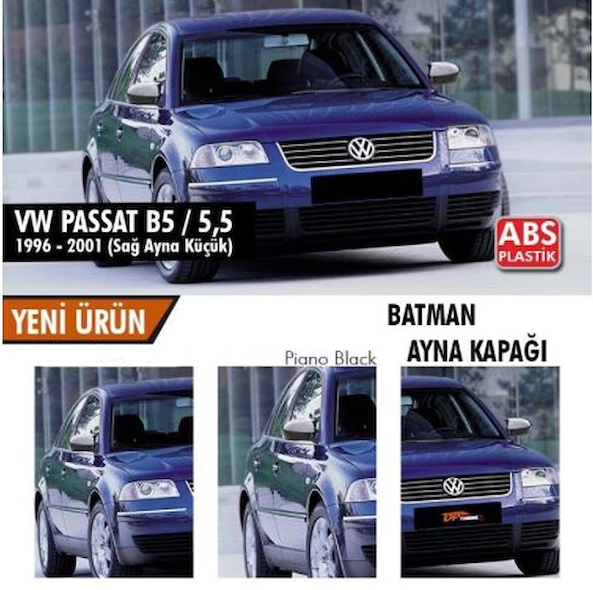 Vw Passat B5-5.5 1996-2001 Batman Yarasa Ayna Kapağı Piano Black ABS Plastik