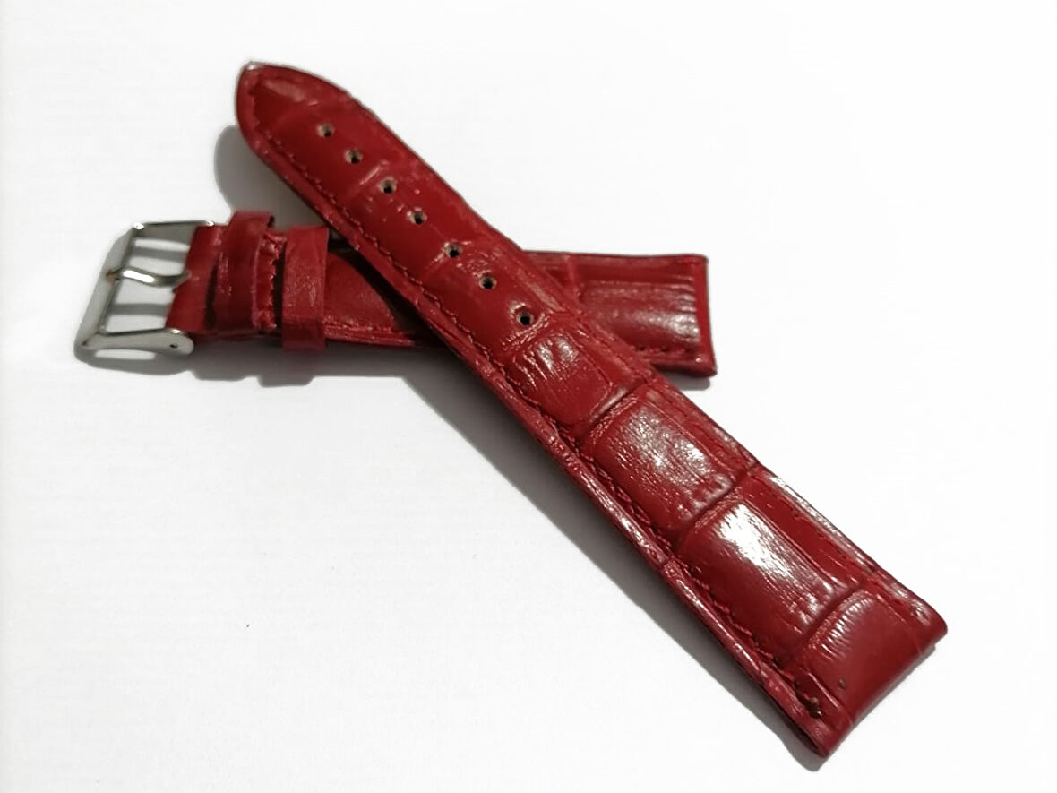 Fado&Her Saate Uyumlu Hakiki  Dana  Derisi  Saat Kordonu 20   mm ( 126 ) kırmızı