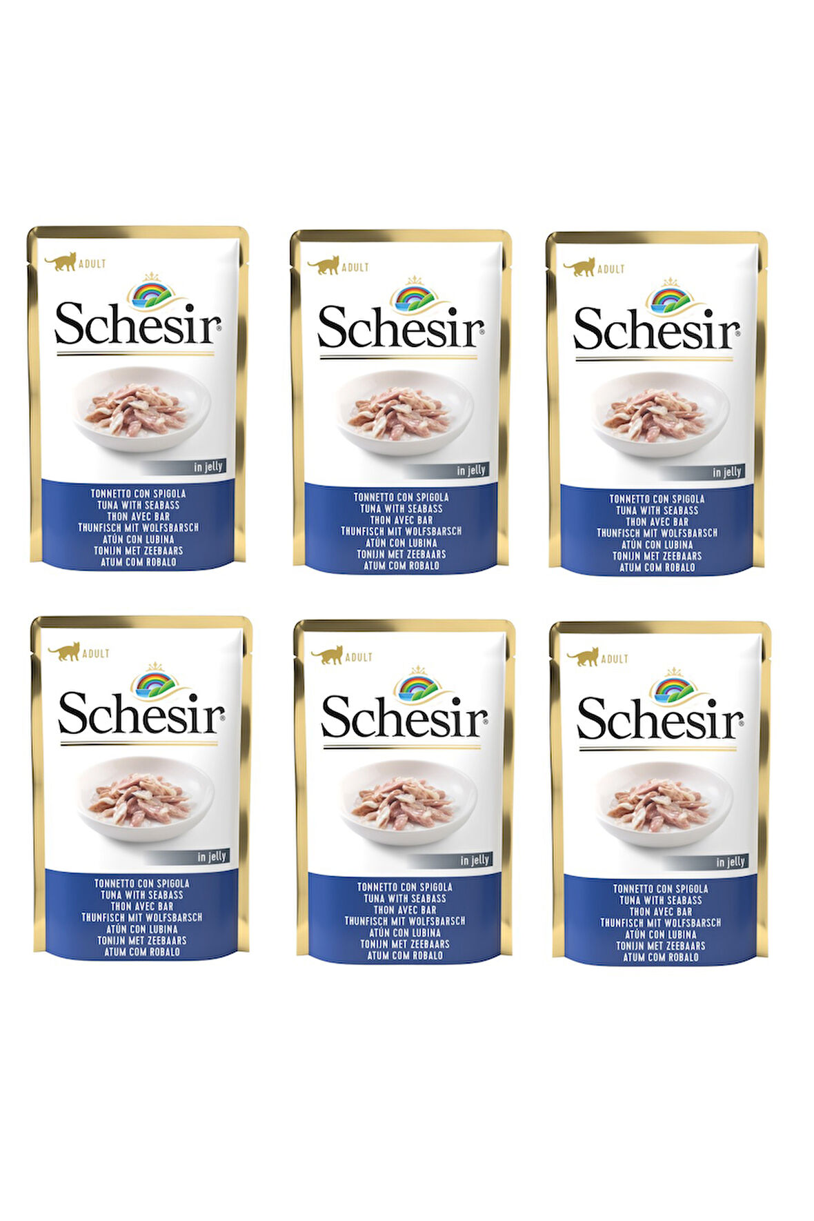 Schesir Pouch Ton Balıklı ve Levrekli Kedi Yaş Maması 85 Gr. X 6 Adet