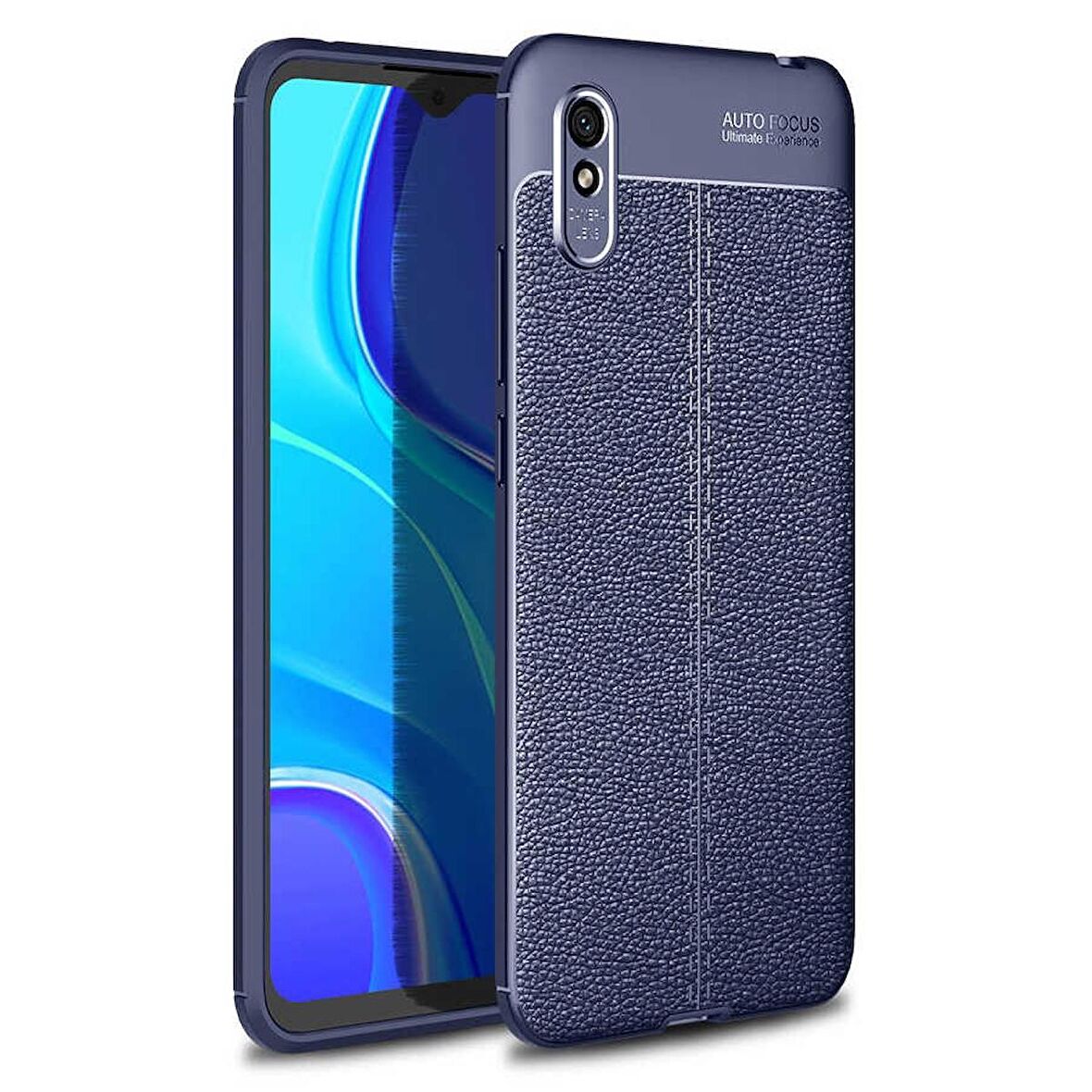 Gpack Xiaomi Redmi 9a Kılıf Niss Silikon Deri GörünümlüNano Glass