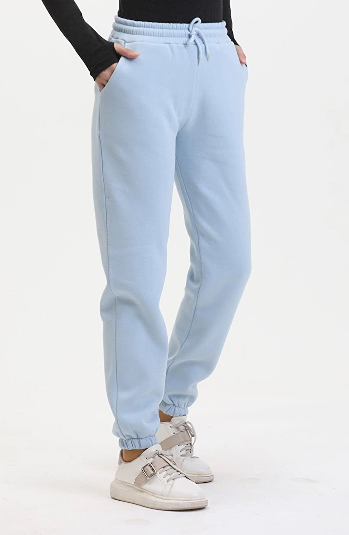 3 iplik şardonlu paça lastikli eşofman bebe mavi is001