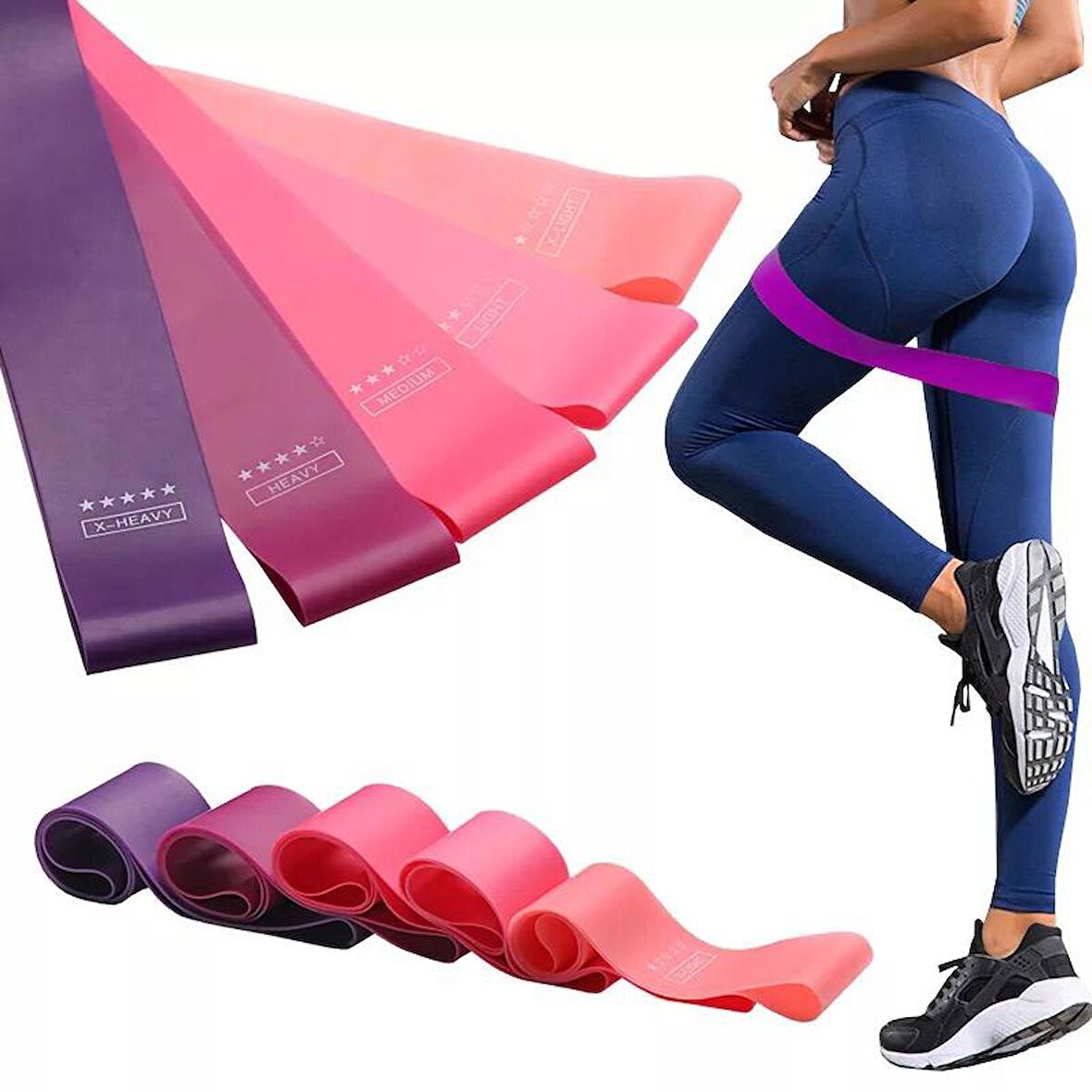 Leyaton Aerobik Band Pilates Plates Yoga Fitness Squat Çalışma Lastiği Latex Egzersiz