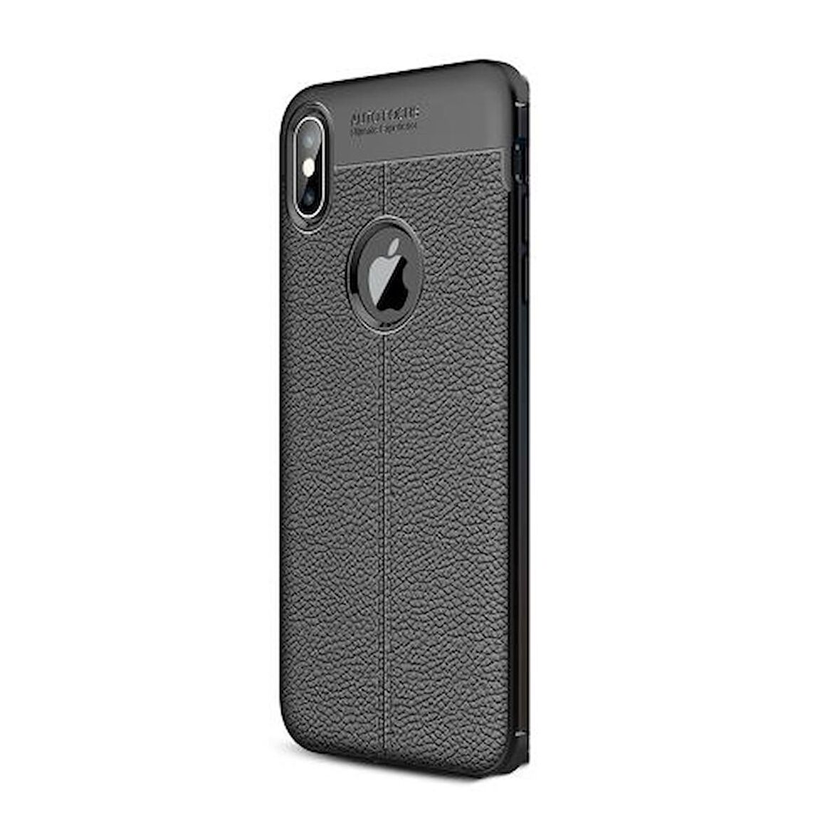 Smcase iPhone XS Max Kılıf Deri Dokulu Silikon 