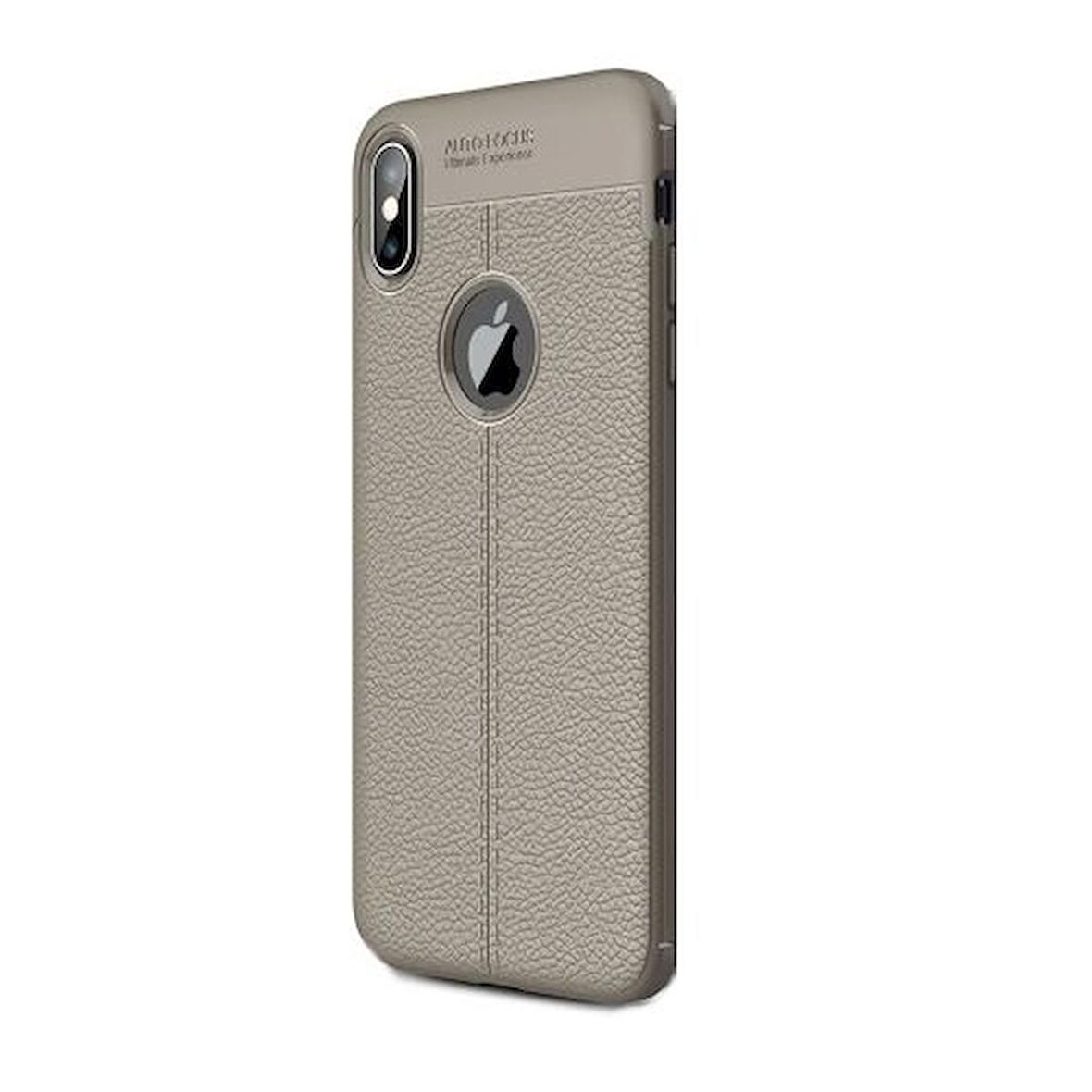 Smcase iPhone XS Max Kılıf Deri Dokulu Silikon   Nano Ekran Koruyucu