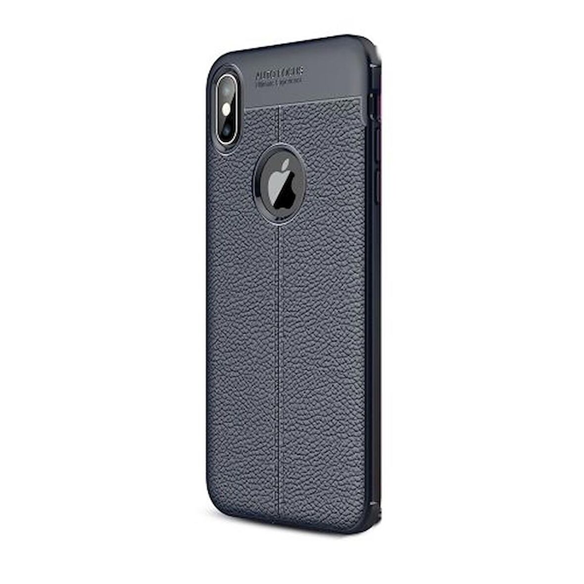 Smcase iPhone XS Max Kılıf Deri Dokulu Silikon   Nano Ekran Koruyucu