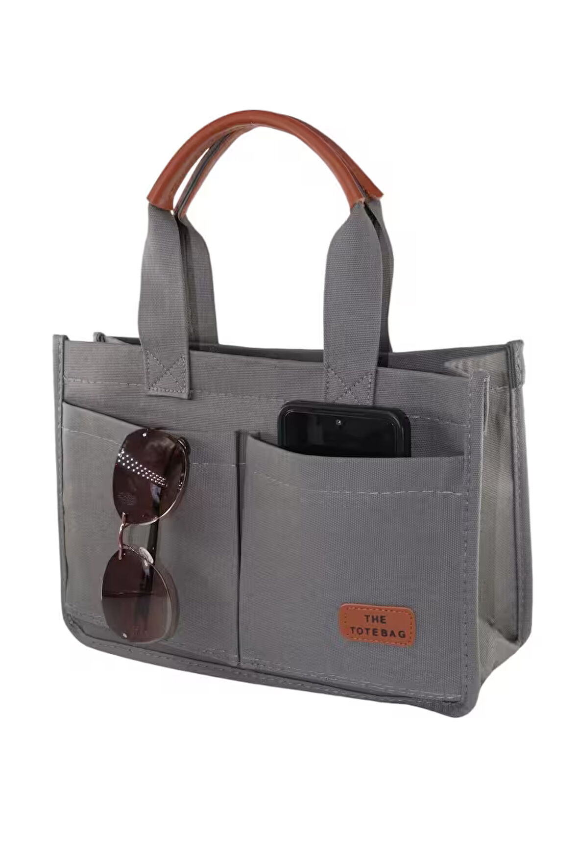 Kanvas El ve Omuz Çantası. Gri El Çantası. Kadın El Çantası. Gri Omuz Çantası. Askılı Çanta.