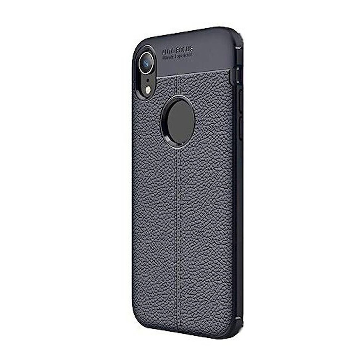 Smcase iPhone XR Kılıf Deri Dokulu Silikon   Nano Ekran Koruyucu
