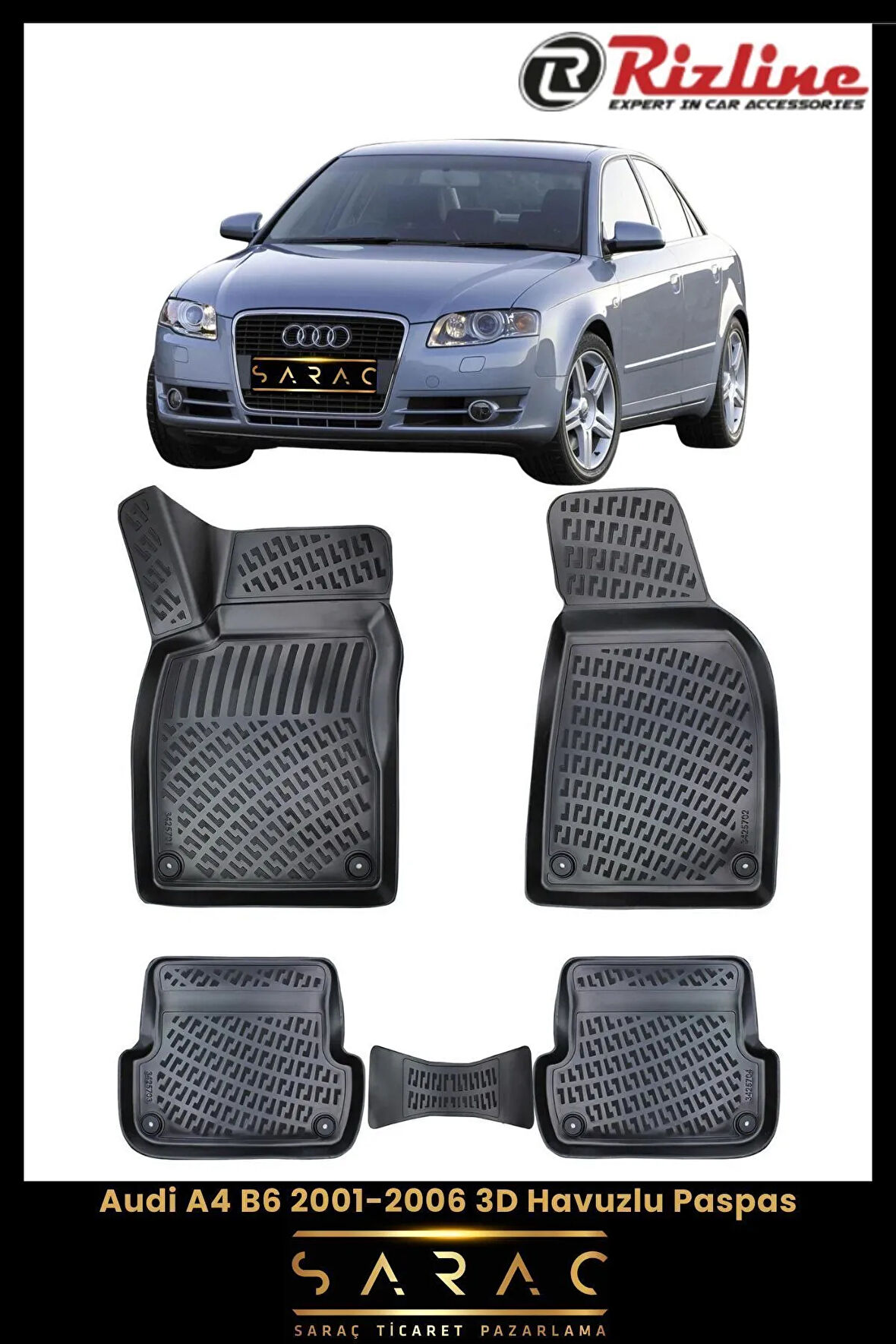 Rizline Audi A4 2002 Model 3D Havuzlu Paspas