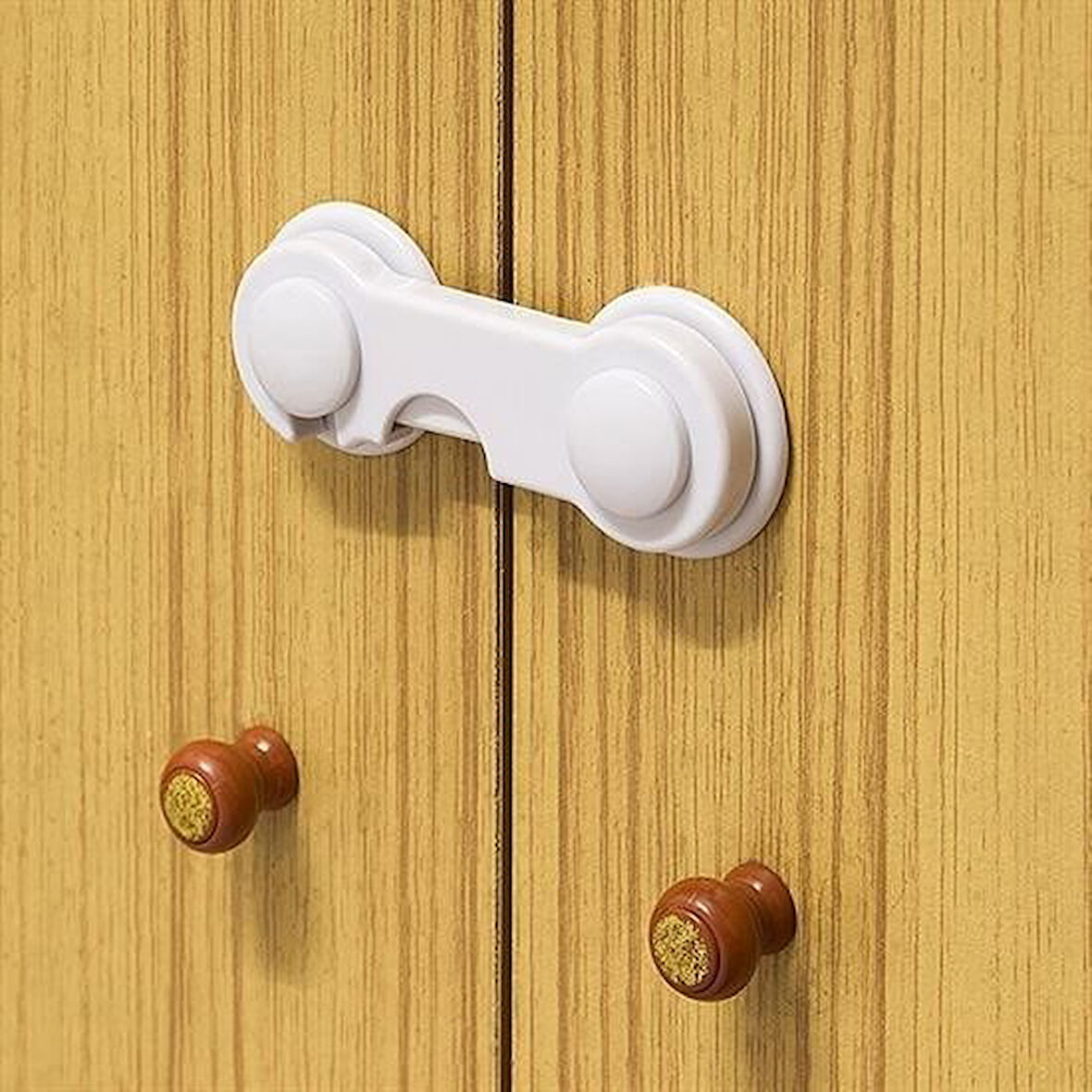Meleners® Bebek Çocuk Güvenliği Çekmece ve Dolap İçin Kendiliğinde Yapışkanlı Vidasız Kapak Kilidi