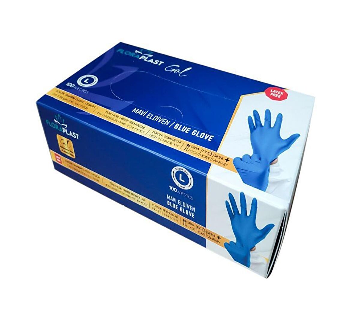 Glove L Beden Tpe/pe Pudrasız Tek Kullanımlık Mavi Elastik Eldiven 100 Adet